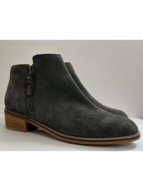 Blondo Women's Waterproof Suede Ankle Boots Side Zippers Gray Low Block Heel 11M